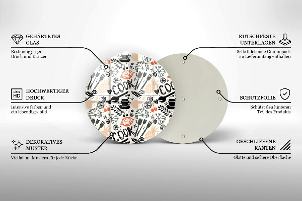 Kuchynská doska zo skla Kreslený kuchynský motív