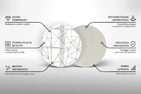 Kuchynská doska zo skla Biele trojuholníky