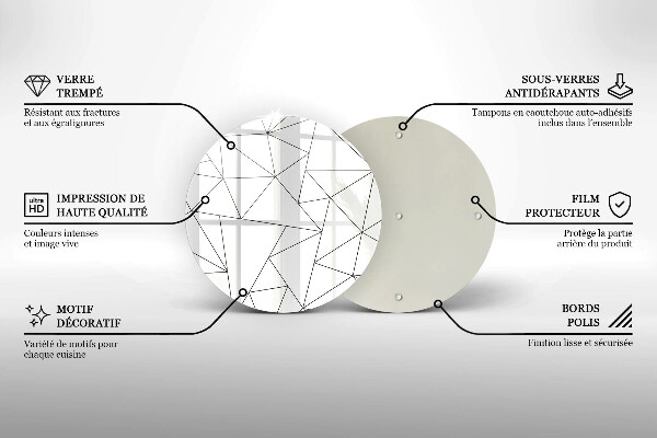 Kuchynská doska zo skla Biele trojuholníky
