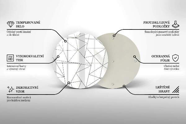 Kuchynská doska zo skla Biele trojuholníky