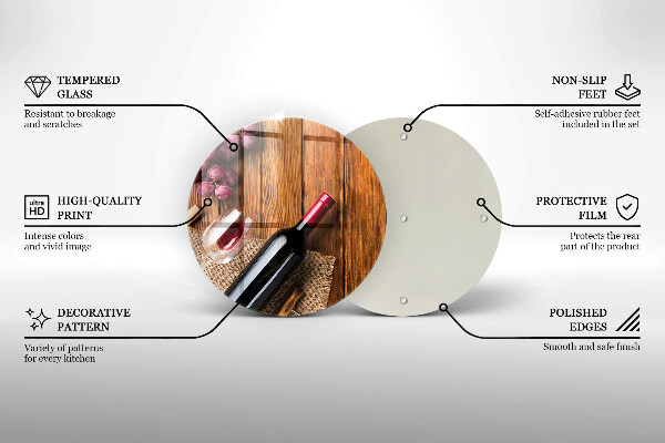 Kuchynská doska zo skla Fľaša červeného vína