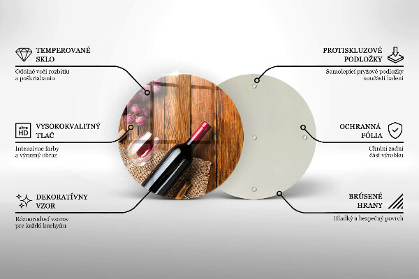 Kuchynská doska zo skla Fľaša červeného vína