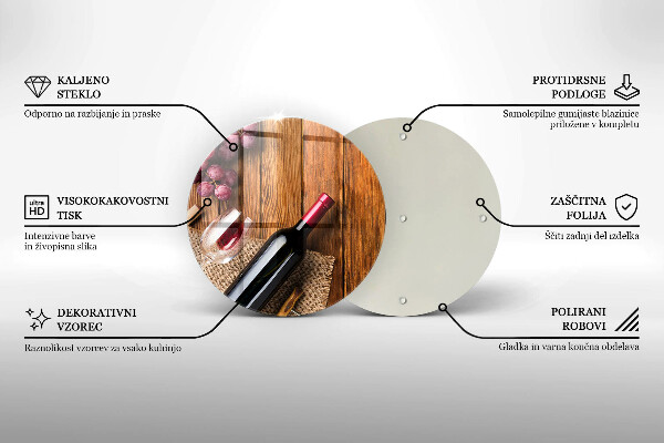 Kuchynská doska zo skla Fľaša červeného vína