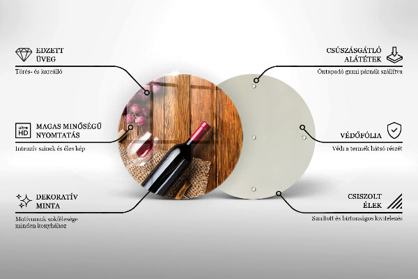 Kuchynská doska zo skla Fľaša červeného vína