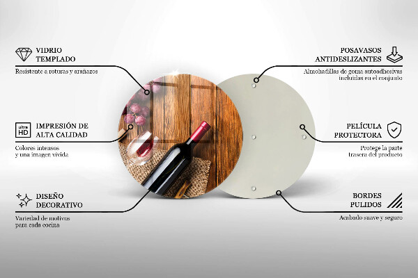 Kuchynská doska zo skla Fľaša červeného vína