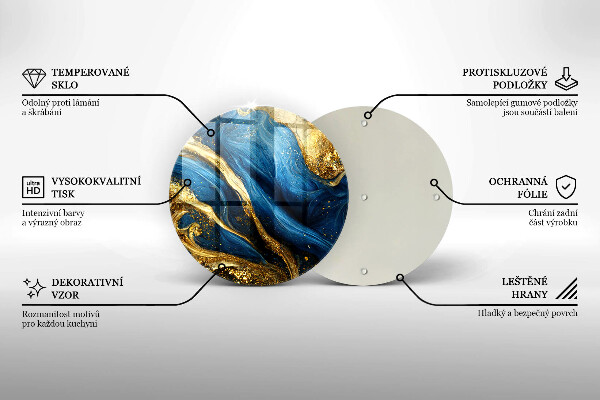 Kuchynská doska zo skla Modrý a zlatý mramor