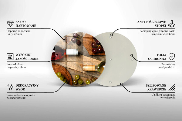 Kuchynská doska zo skla Fľaše na víno a hrozno