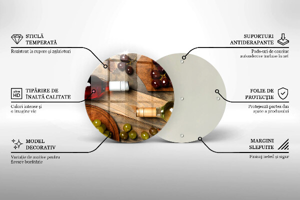 Kuchynská doska zo skla Fľaše na víno a hrozno