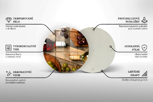 Kuchynská doska zo skla Fľaše na víno a hrozno