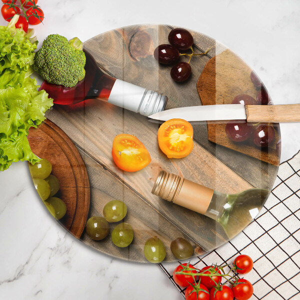 Kuchynská doska zo skla Fľaše na víno a hrozno