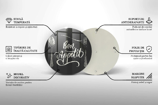 Kuchynská doska zo skla Nápis Bon Appetit