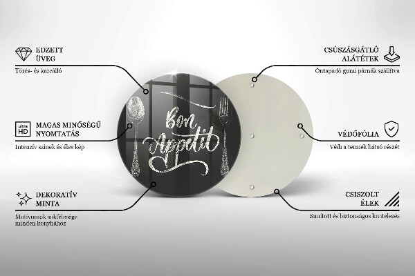 Kuchynská doska zo skla Nápis Bon Appetit