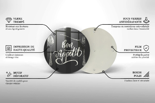 Kuchynská doska zo skla Nápis Bon Appetit