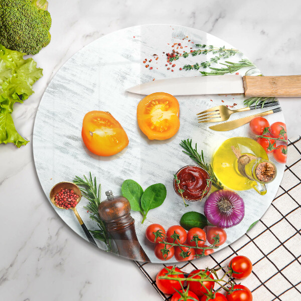 Kuchynská doska zo skla Zelenina a korenie