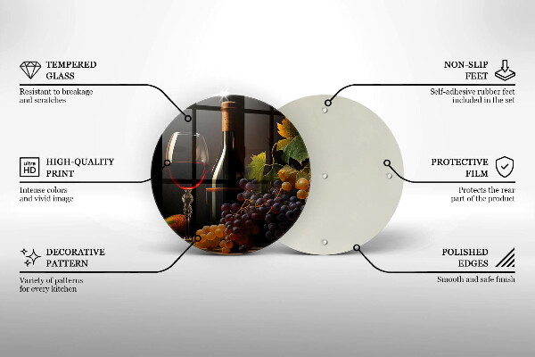 Kuchynská doska zo skla Pohár vína a hrozna