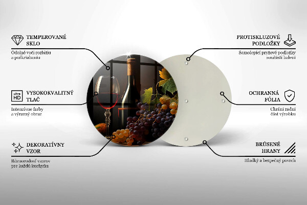 Kuchynská doska zo skla Pohár vína a hrozna