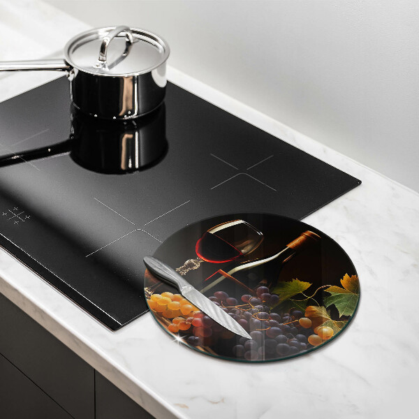 Kuchynská doska zo skla Pohár vína a hrozna