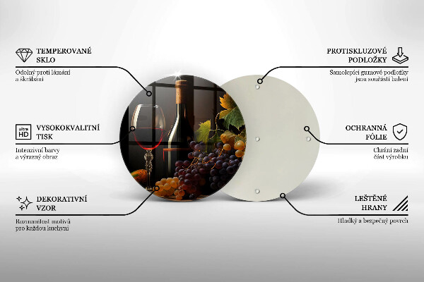 Kuchynská doska zo skla Pohár vína a hrozna