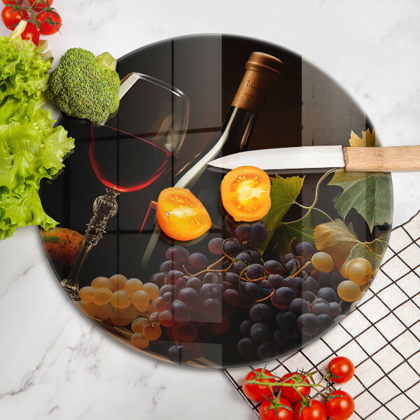 Kuchynská doska zo skla Pohár vína a hrozna