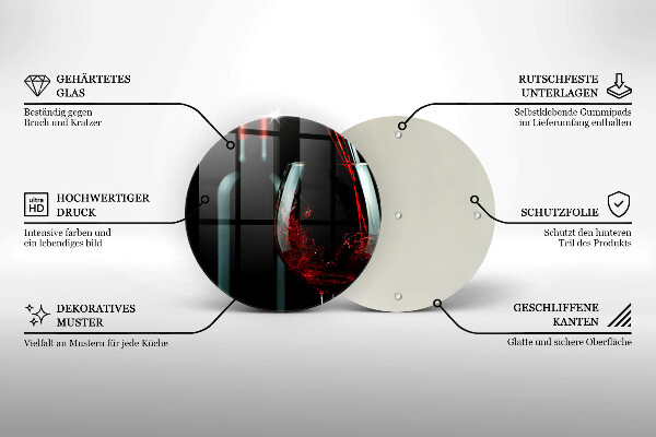 Kuchynská doska veľká zo skla Fľaša vína a pohár