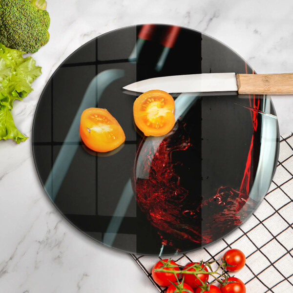 Kuchynská doska veľká zo skla Fľaša vína a pohár