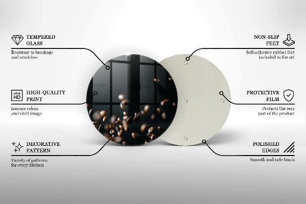 Kuchynská doska veľká zo skla Padajúce kávové zrná