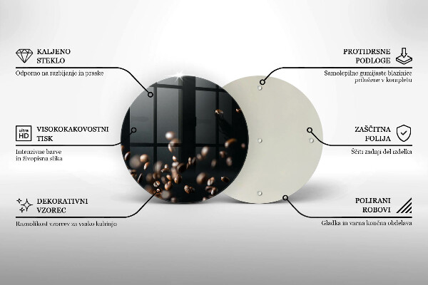 Kuchynská doska veľká zo skla Padajúce kávové zrná