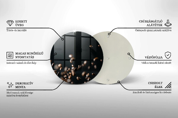 Kuchynská doska veľká zo skla Padajúce kávové zrná