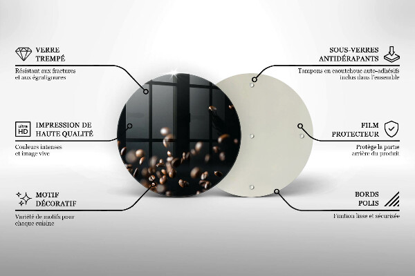 Kuchynská doska veľká zo skla Padajúce kávové zrná