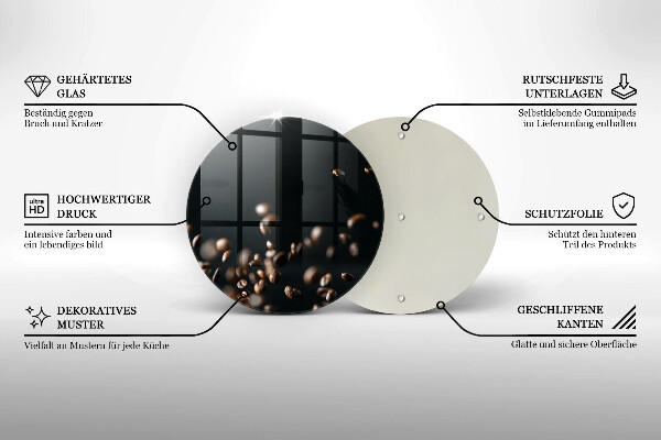 Kuchynská doska veľká zo skla Padajúce kávové zrná