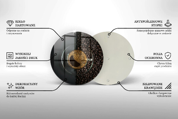 Kuchynská doska veľká zo skla Káva a fazuľa