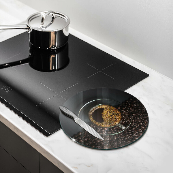 Kuchynská doska veľká zo skla Káva a fazuľa