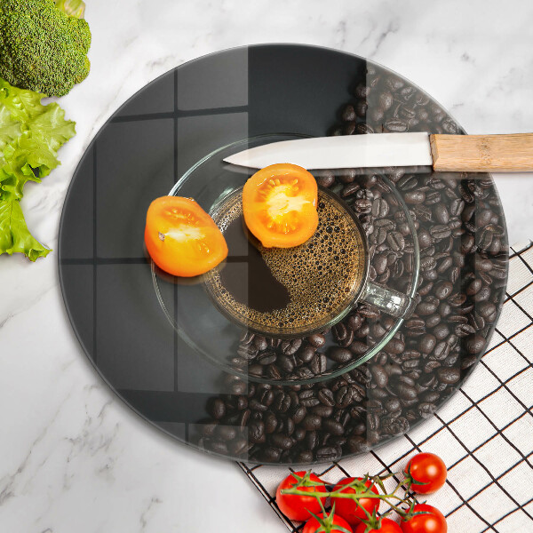 Kuchynská doska veľká zo skla Káva a fazuľa