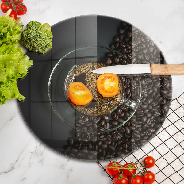 Kuchynská doska veľká zo skla Káva a fazuľa