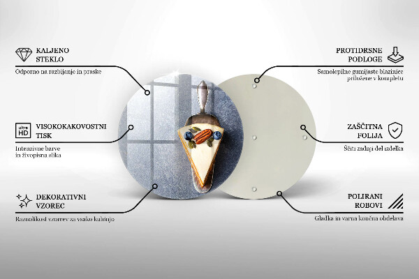 Kuchynská doska veľká zo skla Kúsok koláča
