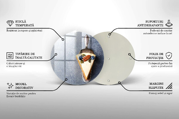 Kuchynská doska veľká zo skla Kúsok koláča