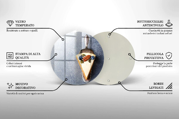 Kuchynská doska veľká zo skla Kúsok koláča