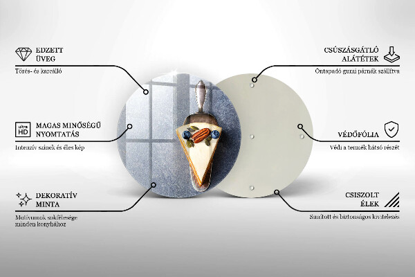 Kuchynská doska veľká zo skla Kúsok koláča