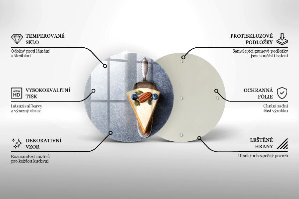 Kuchynská doska veľká zo skla Kúsok koláča