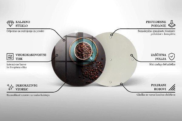 Kuchynská doska zo skla Šálka kávových zŕn