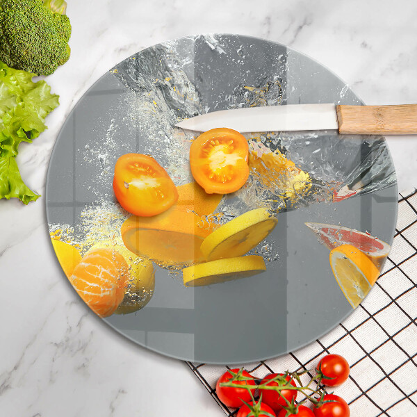 Kuchynská doska zo skla Citróny vo vode