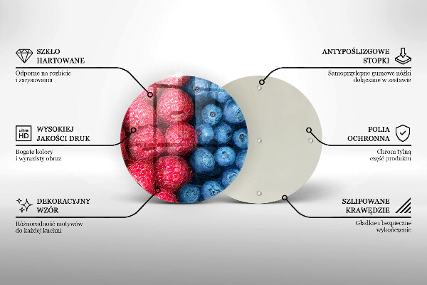 Kuchynská doska zo skla Plody maliny a čučoriedky