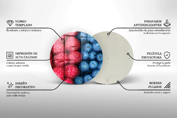 Kuchynská doska zo skla Plody maliny a čučoriedky