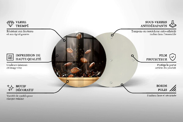 Kuchynská doska zo skla Horúce kávové zrná