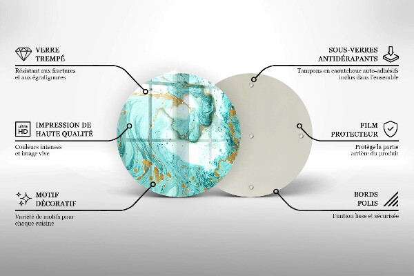 Kuchynská doska veľká zo skla Modrá abstrakcia