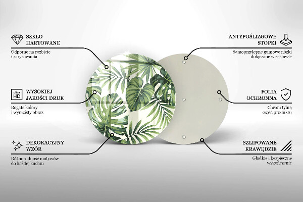 Kuchynská doska veľká zo skla Ilustrácia listov Monstera