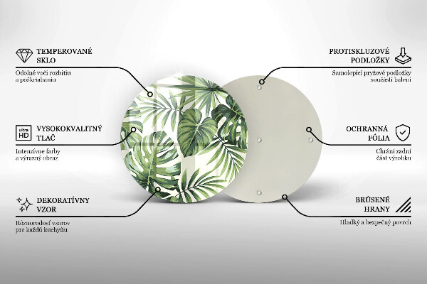 Kuchynská doska veľká zo skla Ilustrácia listov Monstera