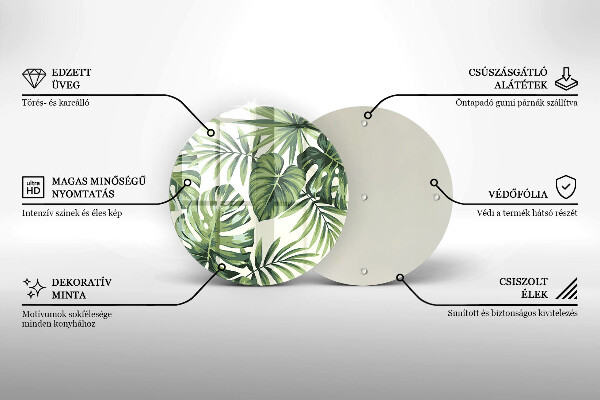 Kuchynská doska veľká zo skla Ilustrácia listov Monstera