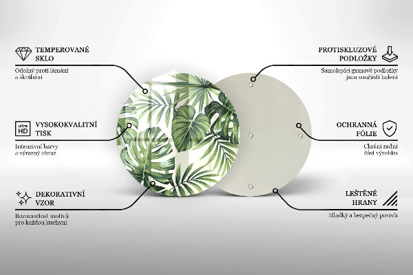 Kuchynská doska veľká zo skla Ilustrácia listov Monstera