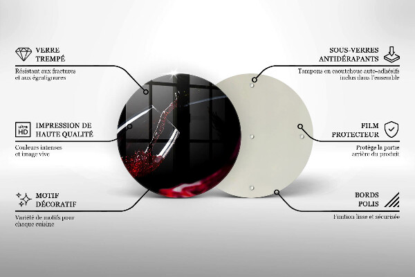 Kuchynská doska zo skla Pohárik červeného vína